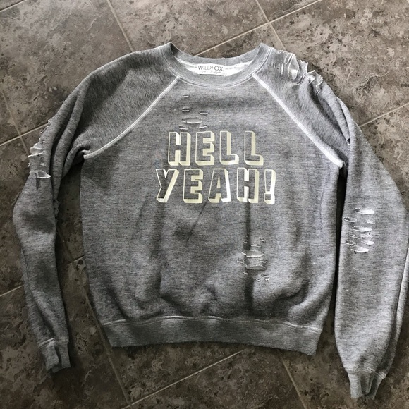 NWOT Wildfox Distressed Boyfriend Sweatshirt XS - Picture 1 of 3